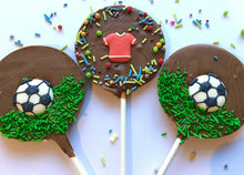 Load image into Gallery viewer, Football Milk Chocolate Lollies
