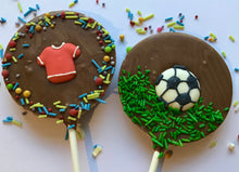 Load image into Gallery viewer, Football Milk Chocolate Lollies
