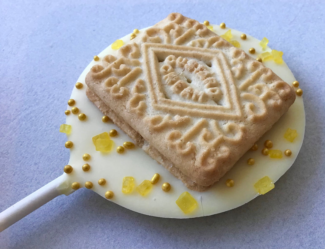 Custard Cream Biscuit White Chocolate Lollipop